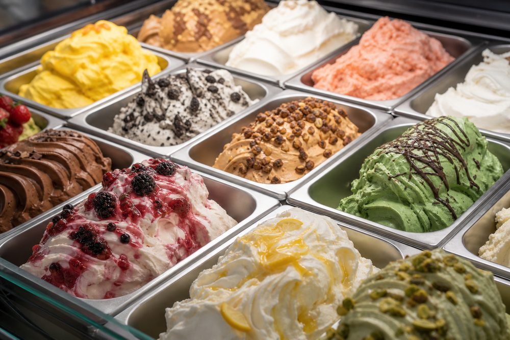 Art deco inspired gelato parlor interior on Baker Street
